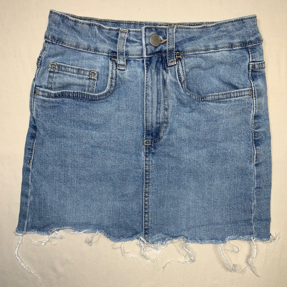 Jean Mini Skirt Women 2 Cut Off Distressed Raw Hem Denim Summer Sexy Boho Festiv